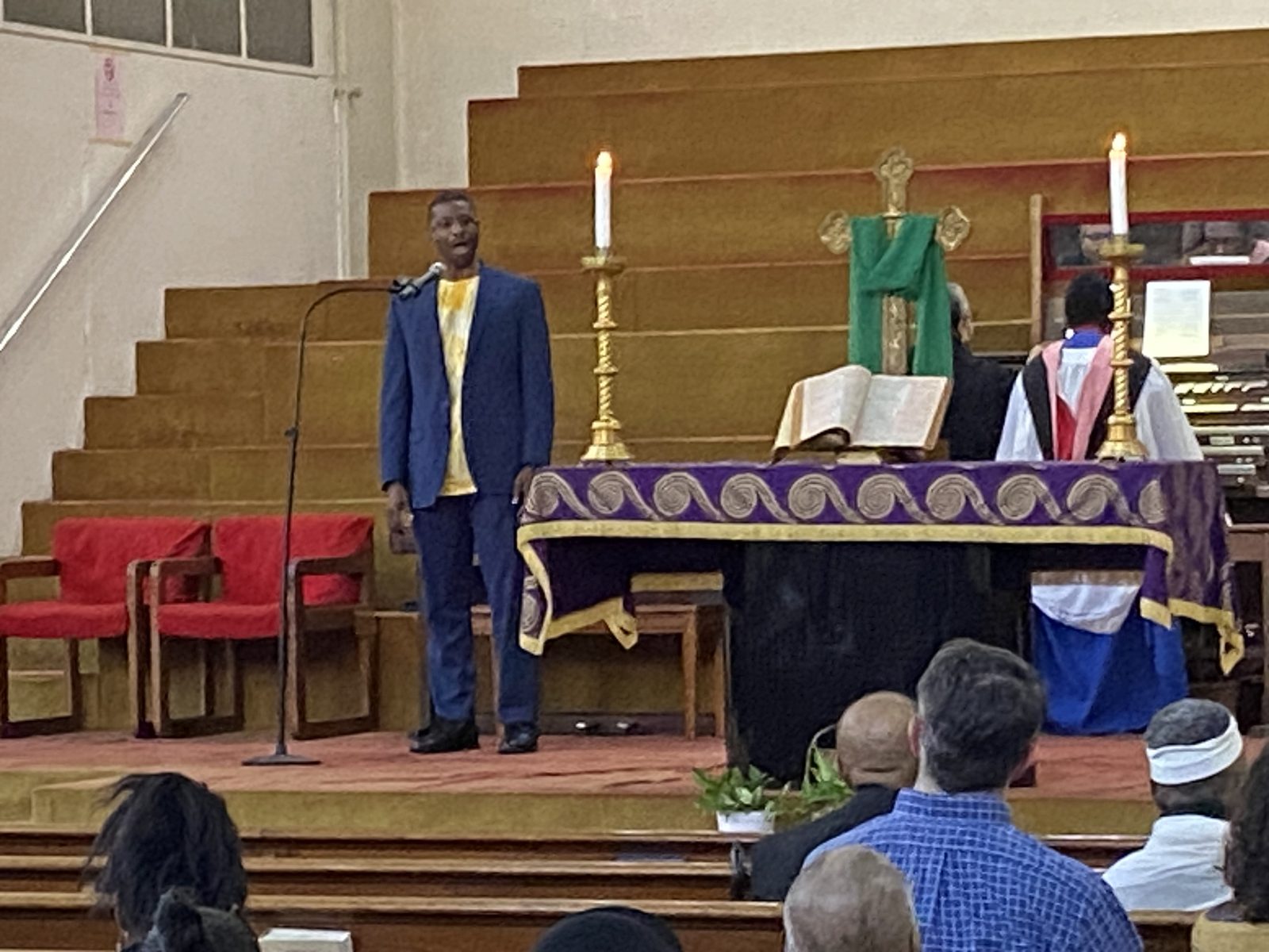 Worship at the 177th anniversary service, seen from the pews toward the chancel